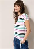 Leinen-Look Streifen-Shirt agave green