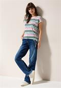 Leinen-Look Streifen-Shirt agave green