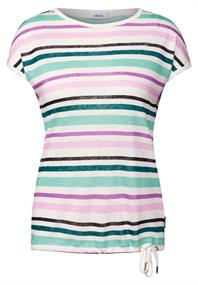 Leinen-Look Streifen-Shirt agave green
