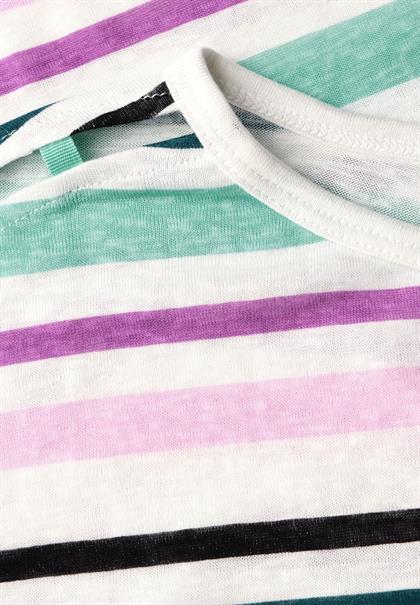 Leinen-Look Streifen-Shirt agave green
