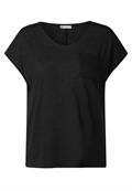 Leinen-Look T-Shirt black