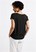Leinen-Look T-Shirt black