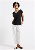 Leinen-Look T-Shirt black