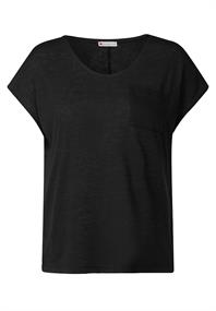 Leinen-Look T-Shirt black