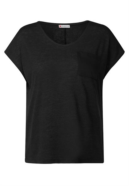 Leinen-Look T-Shirt black