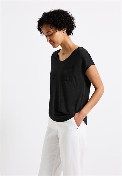 Leinen-Look T-Shirt black