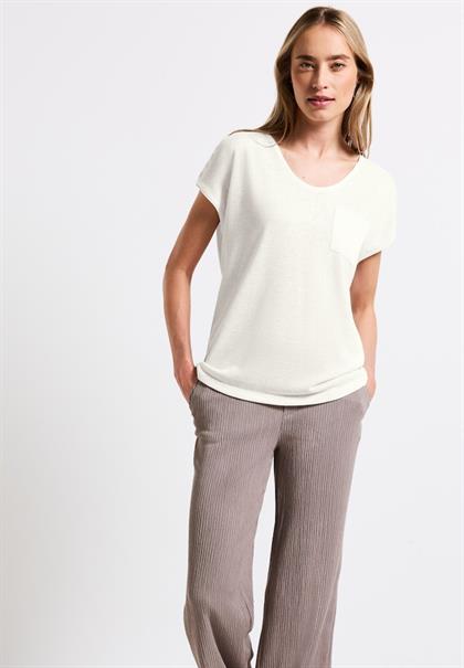 Leinen-Look T-Shirt off white