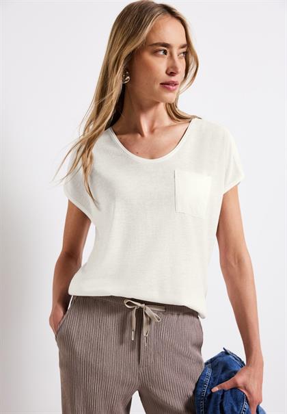 Leinen-Look T-Shirt off white