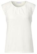 Leinen-Look Top mit Spitze off white
