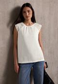 Leinen-Look Top mit Spitze off white