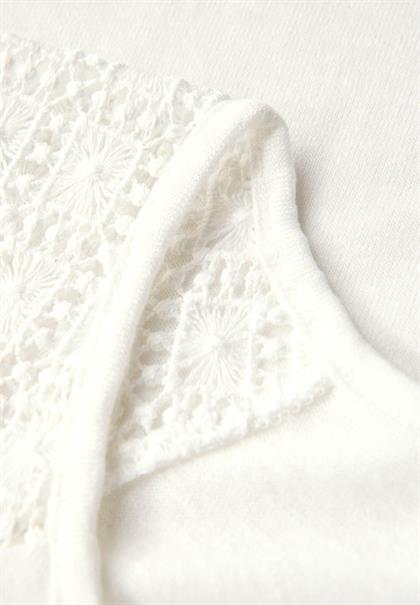 Leinen-Look Top mit Spitze off white