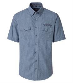 Leinenhemd Kurzarm blau