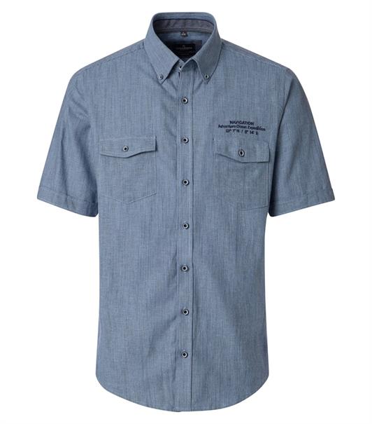 Leinenhemd Kurzarm blau