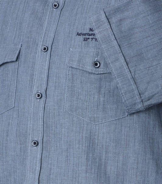 Leinenhemd Kurzarm blau