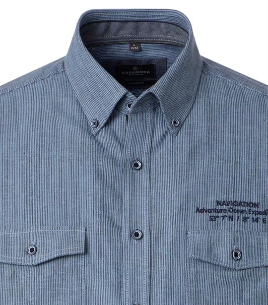 Leinenhemd Kurzarm blau