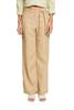 Leinenhose mit Gürtel und weitem Bein beige