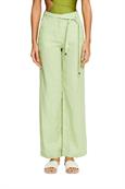 Leinenhose mit Gürtel und weitem Bein light green