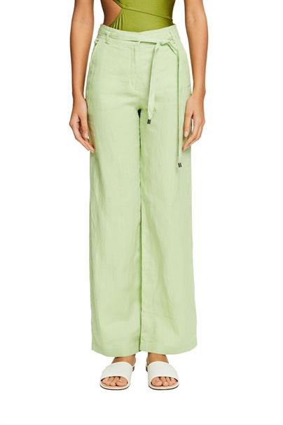 Leinenhose mit Gürtel und weitem Bein light green