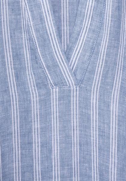 Leinenkleid mit Streifen linen chambray blue
