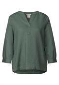 Leinenmix-Bluse in Unifarbe garden green