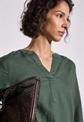 Leinenmix-Bluse in Unifarbe garden green