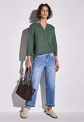 Leinenmix-Bluse in Unifarbe garden green