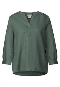 Leinenmix-Bluse in Unifarbe garden green