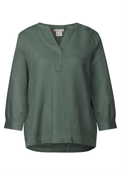 Leinenmix-Bluse in Unifarbe garden green