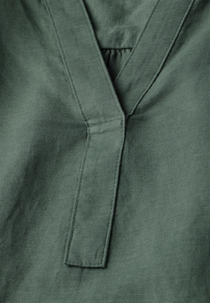Leinenmix-Bluse in Unifarbe garden green