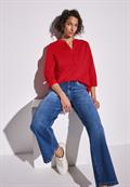 Leinenmix-Bluse in Unifarbe glory red