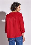 Leinenmix-Bluse in Unifarbe glory red