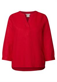 Leinenmix-Bluse in Unifarbe glory red