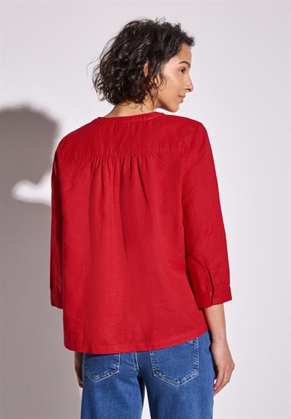 Leinenmix-Bluse in Unifarbe glory red