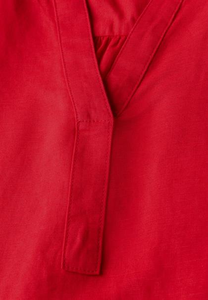 Leinenmix-Bluse in Unifarbe glory red