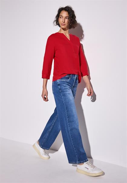 Leinenmix-Bluse in Unifarbe glory red
