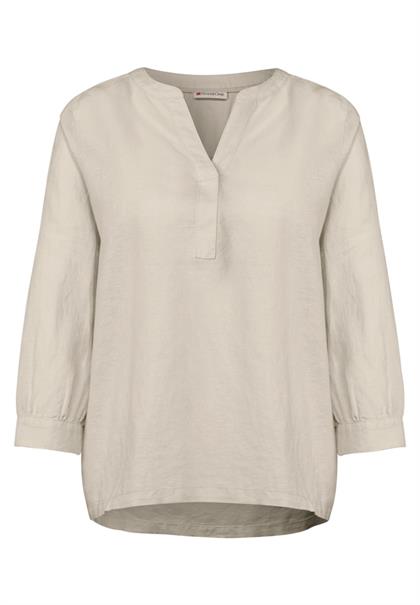 Leinenmix-Bluse in Unifarbe moonstone sand