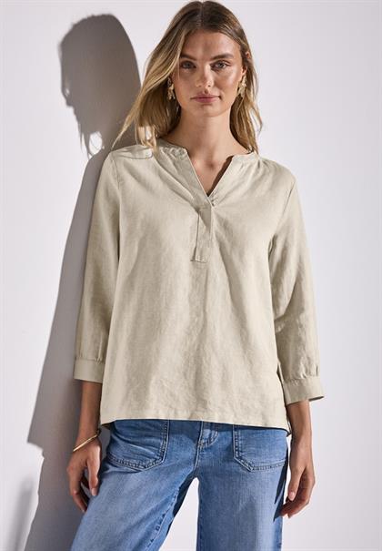 Leinenmix-Bluse in Unifarbe moonstone sand
