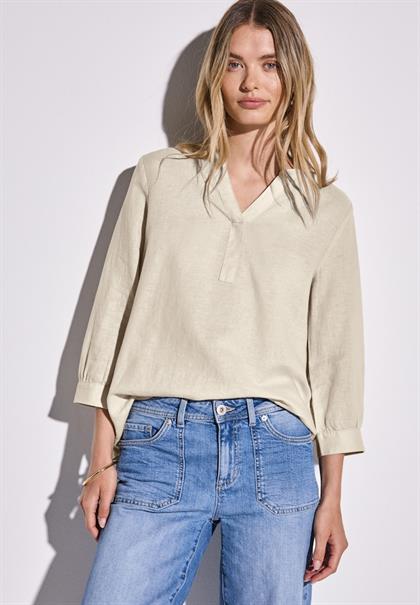 Leinenmix-Bluse in Unifarbe moonstone sand