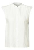 Leinenmix-Bluse mit Rüschen off white