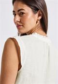 Leinenmix-Bluse mit Rüschen off white