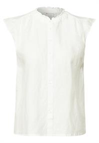 Leinenmix-Bluse mit Rüschen off white