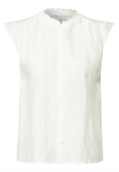 Leinenmix-Bluse mit Rüschen off white