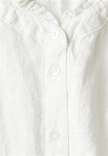 Leinenmix-Bluse mit Rüschen off white