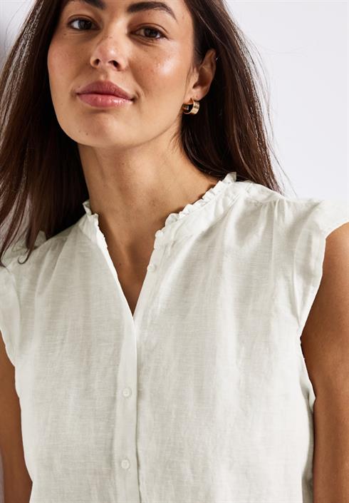leinenmix-bluse-mit-rüschen-off-white