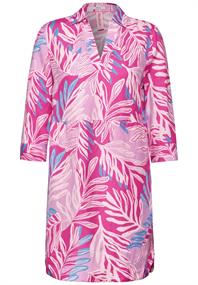 Leinenmix Kleid mit Print bloomy pink