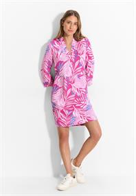 Leinenmix Kleid mit Print bloomy pink