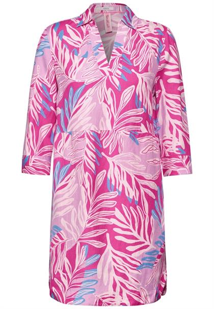 Leinenmix Kleid mit Print bloomy pink