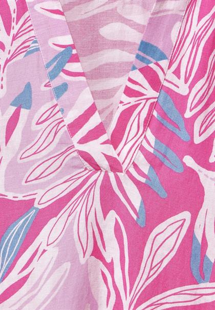 Leinenmix Kleid mit Print bloomy pink