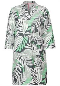 Leinenmix Kleid mit Print soft salvia green