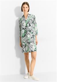 Leinenmix Kleid mit Print soft salvia green